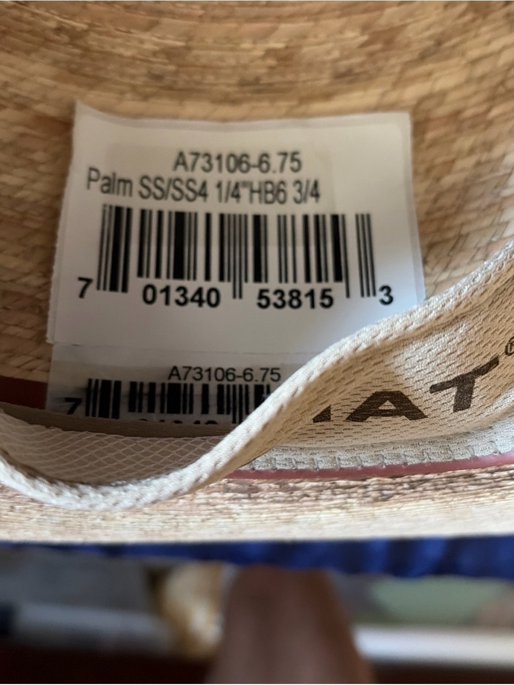 NEW Ariat Unisex Fired Palm Draw Hat-Size 6.75R - Picture 7 of 8